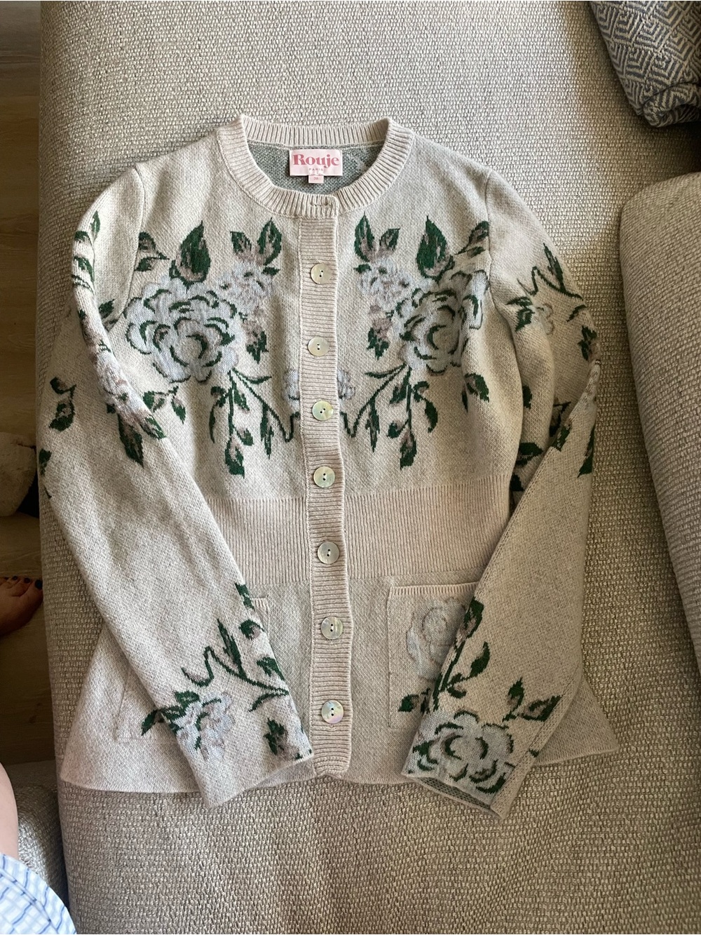 Rouje Wool Cardigan with Green Floral MSRP $405